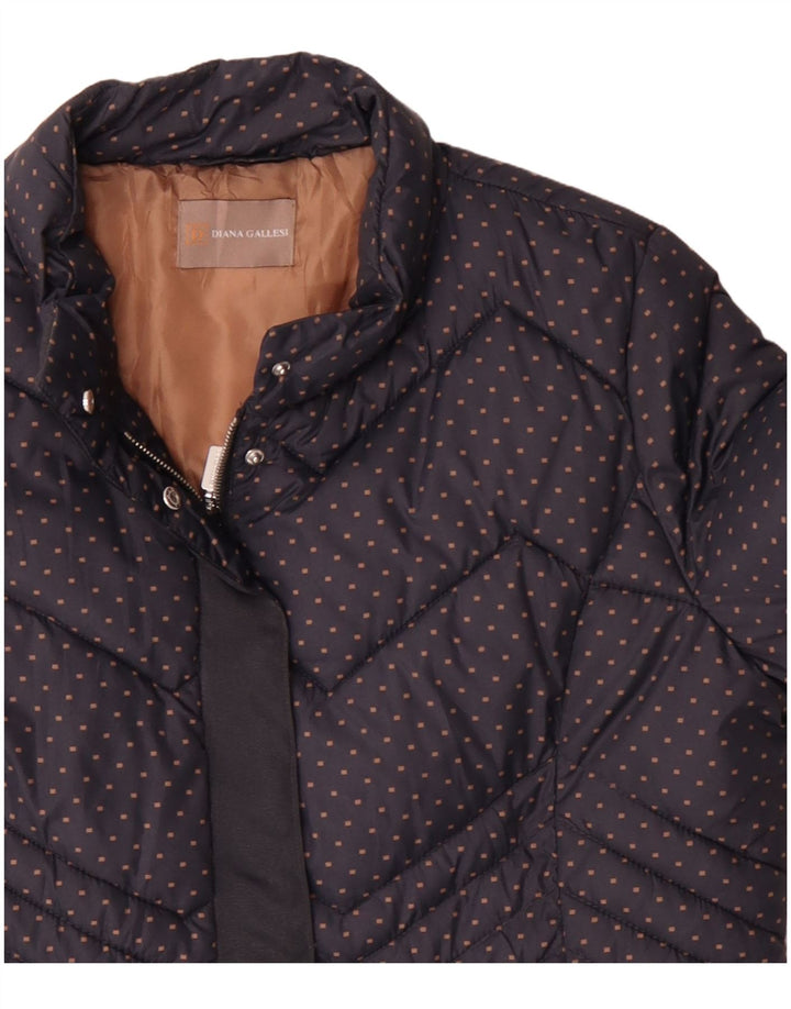 Diana Gallesi Damen Wattierte Jacke UK 16 Large Marineblau gepunktetes Polyamid