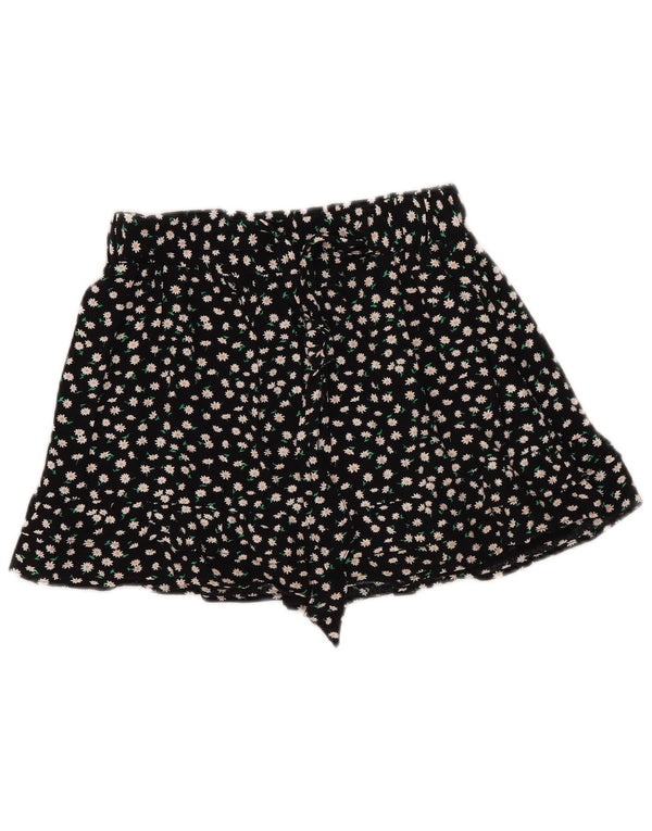 Zara Damen Skort UK 10 Small Schwarz geblümt