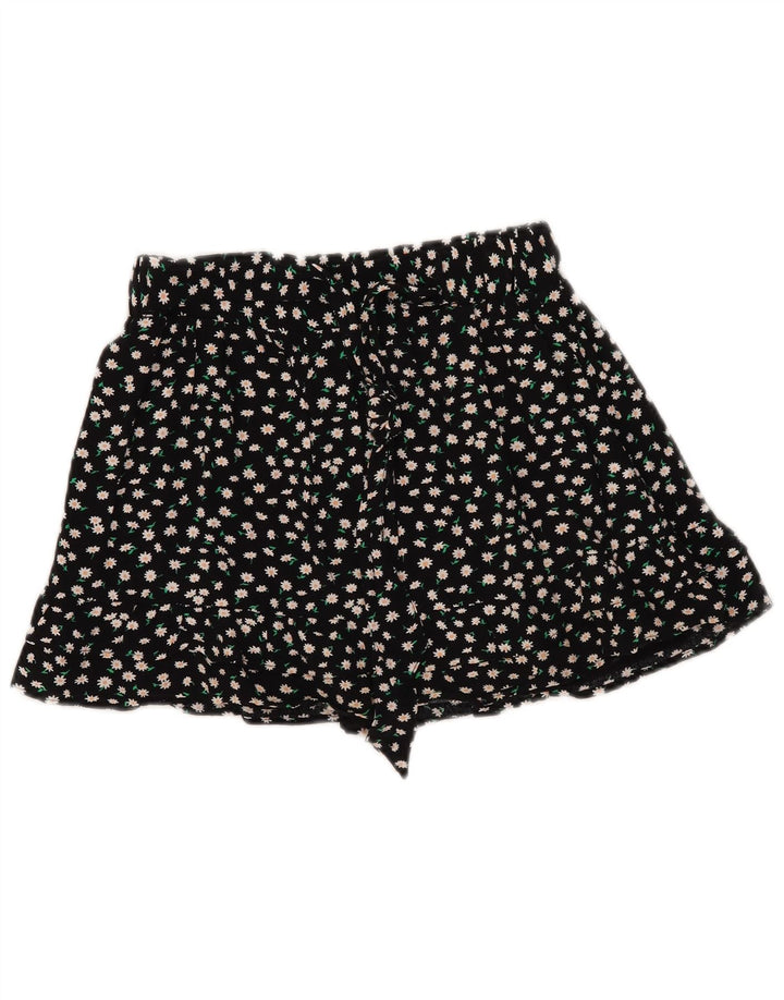 Zara Damen Skort UK 10 Small Schwarz geblümt