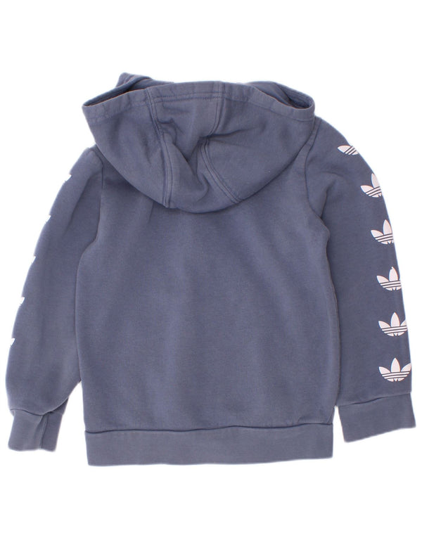 Adidas Jungen Kapuzenpullover mit grafischem Reißverschluss, 4–5 Jahre, blaue Baumwolle