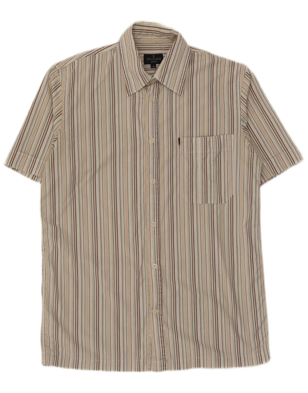 Trussardi Jeans Herren Kurzarmhemd Mittelbeige gestreift