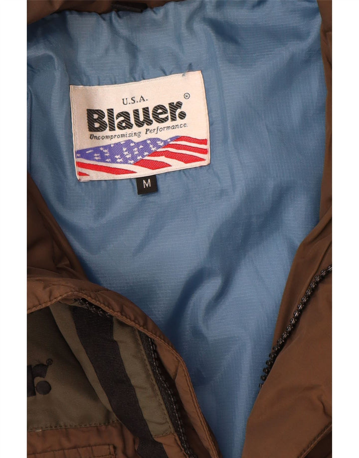 Blauer Mens Graphic Wattierte Jacke UK 38 Mittelbraunes Colourblock-Nylon