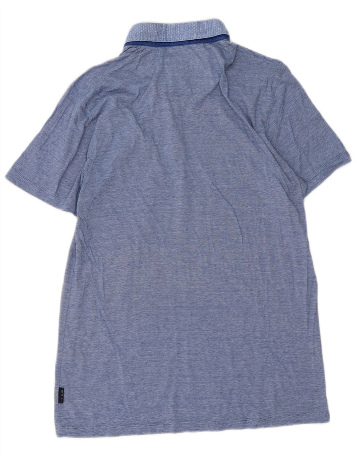 Ted Baker Herren-Poloshirt, Größe 3, mittelblau gestreift
