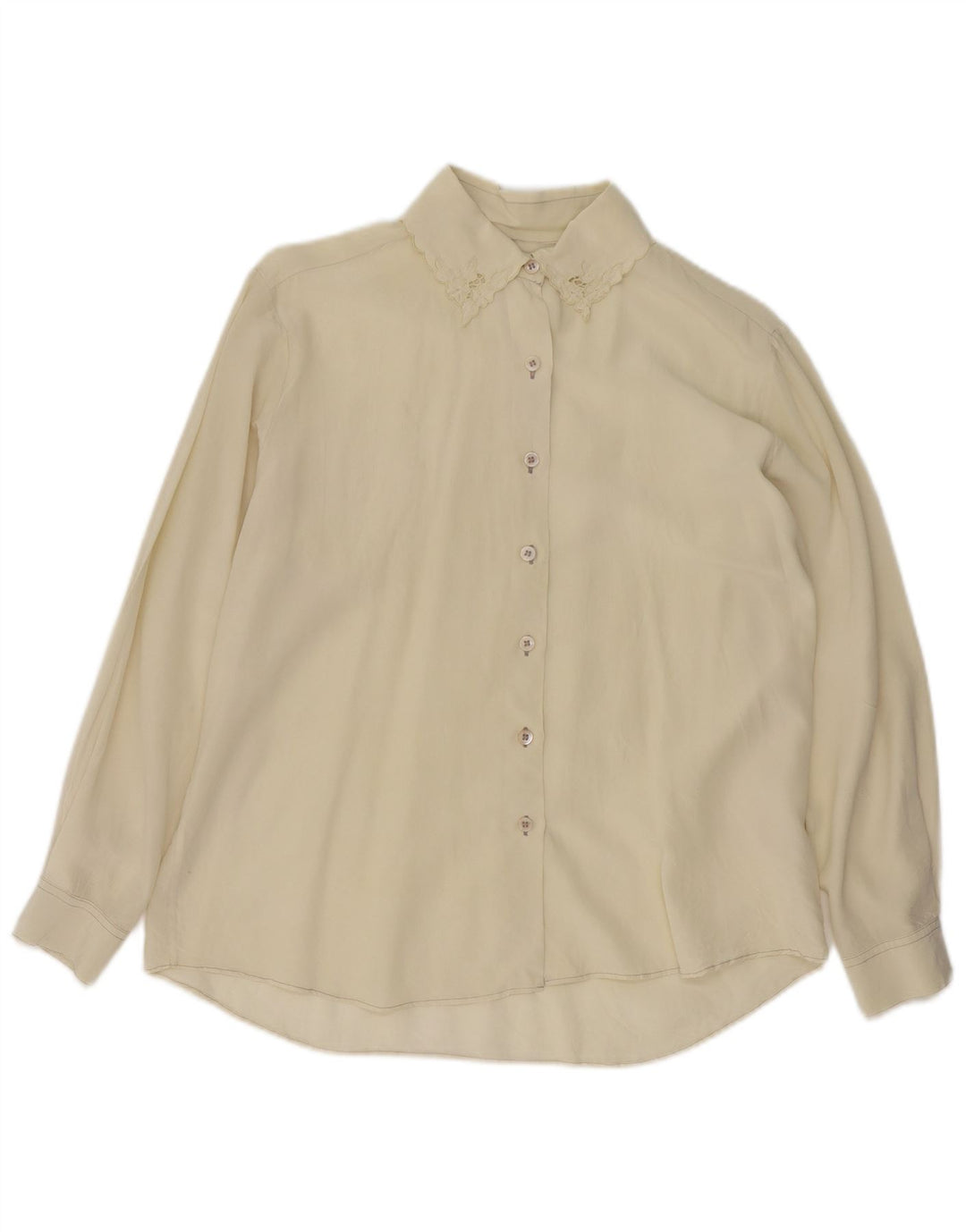 Vintage-Damen-Langarmshirt mit normaler Passform, UK 14, Mittel, gebrochenes Weiß