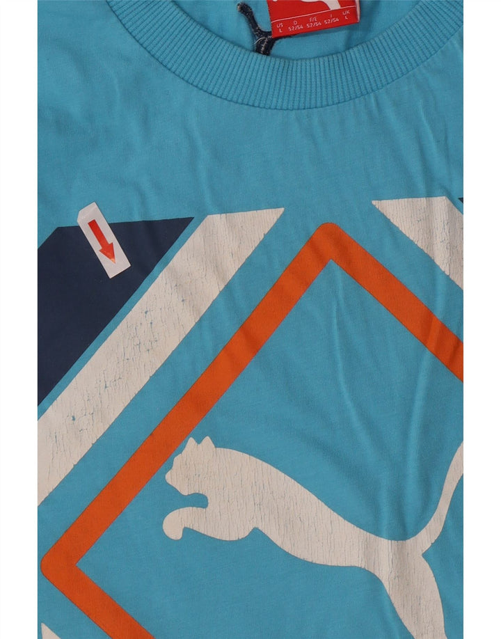 Puma Herren T-Shirt mit Grafik, Größe L, Blau
