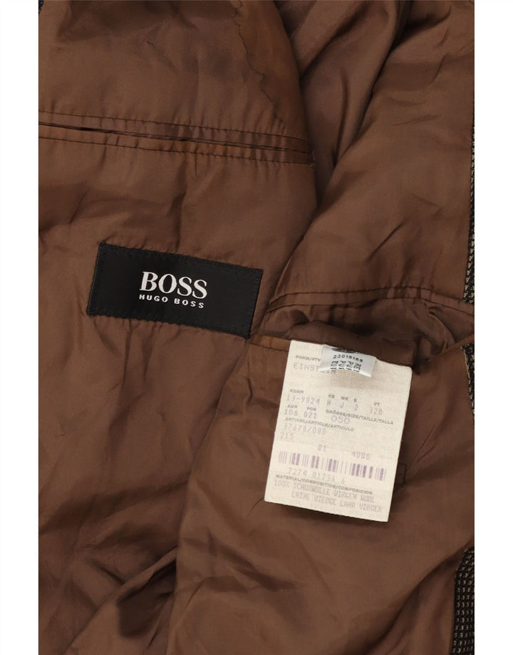 Hugo Boss Herren-Blazer mit 3 Knöpfen, EU 50, große braun gefleckte Wolle
