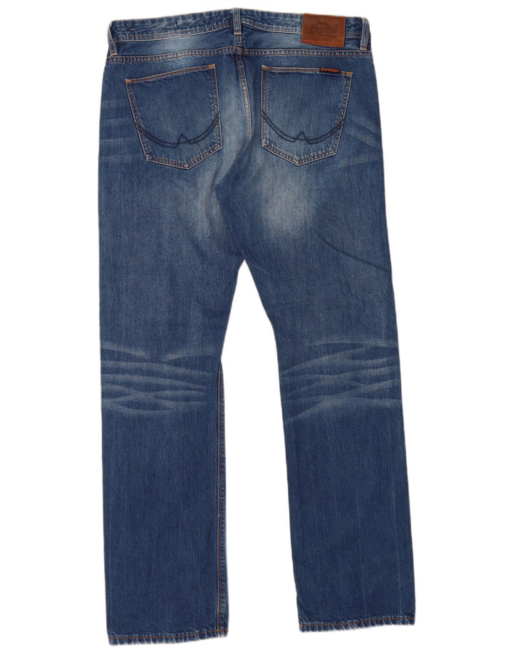 Superdry Herren Straight Jeans W36 L32 Blaue Baumwolle