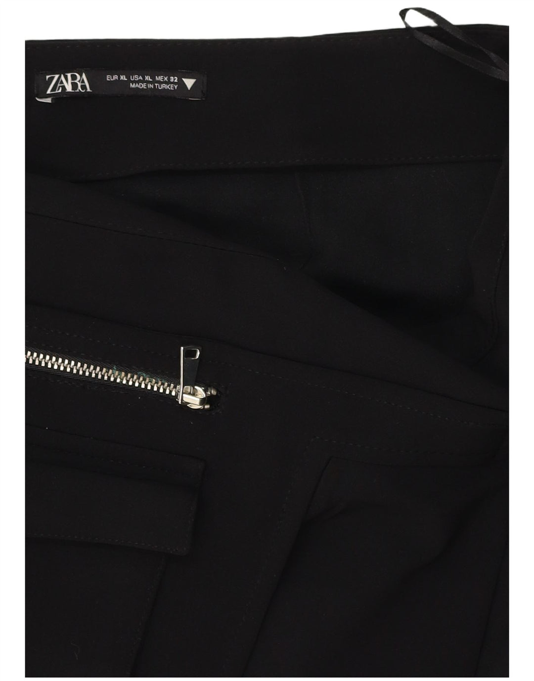 ZARA Damen Minirock mit hoher Taille, XL, W32, Schwarz, Polyester