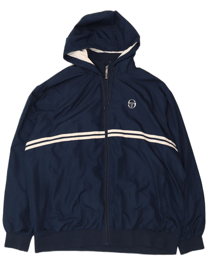 Sergio Tacchini Herren-Trainingsanzug mit Kapuze, Oberteil, Jacke, 3XL, Marineblau, Polyester