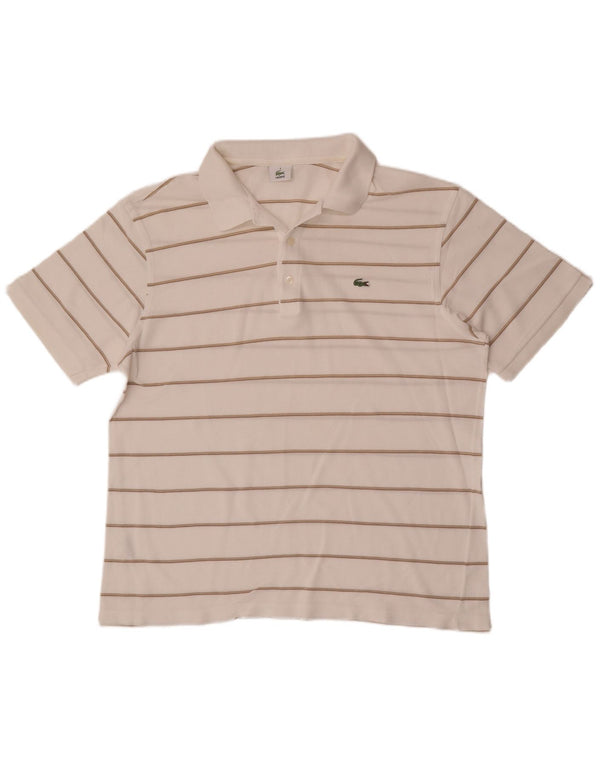 Lacoste Herren-Poloshirt, Größe 6 XL, weiß gestreift, Baumwolle