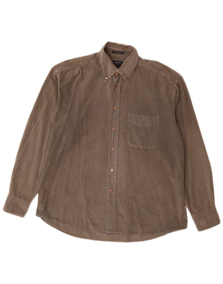 Gant Herren-Cord-Hemd mit normaler Passform, XL, graue Baumwolle