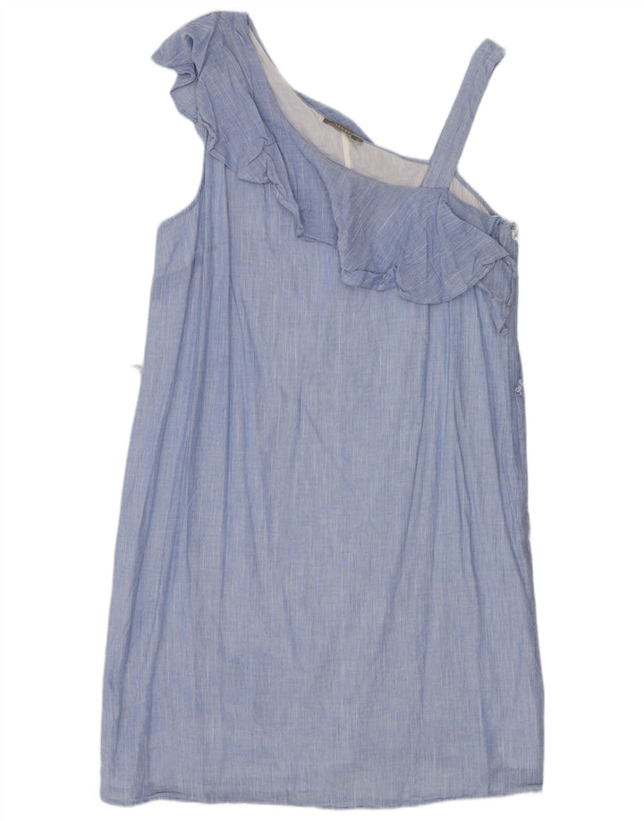 Oasis Damen One-Shoulder-Kleid UK 14 Mittelblaue Baumwolle