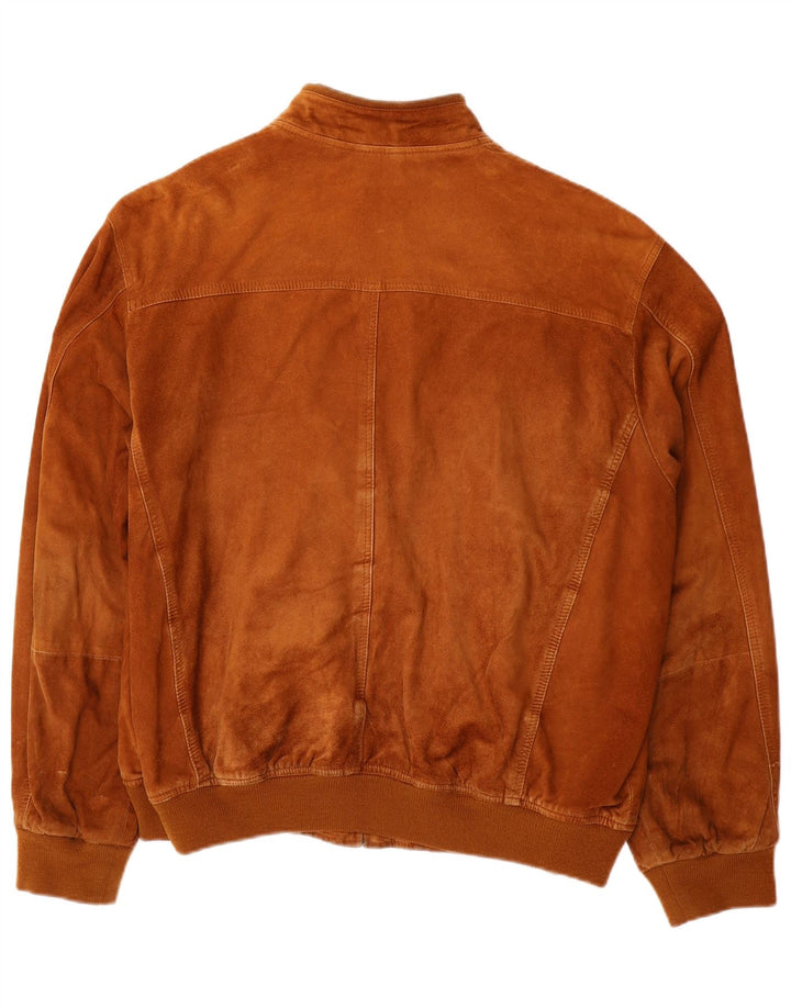 VINTAGE Herren Wildleder Bomberjacke IT 54 2XL Beige Leder