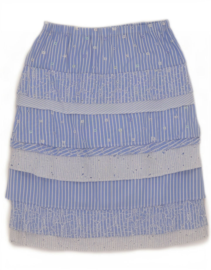 Tadashi Damen-Stufenrock, mittelgroß, W30, blau geblümt, Baumwolle