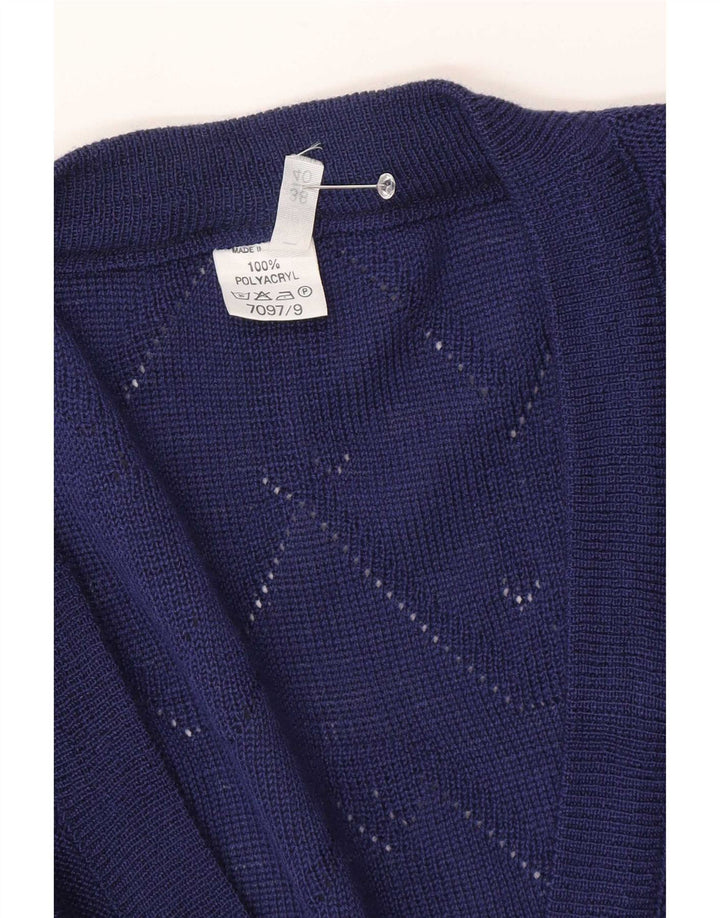 Vintage Damen Cardigan Pullover EU 38/40 Mittelblaues Chevron Polyacryl