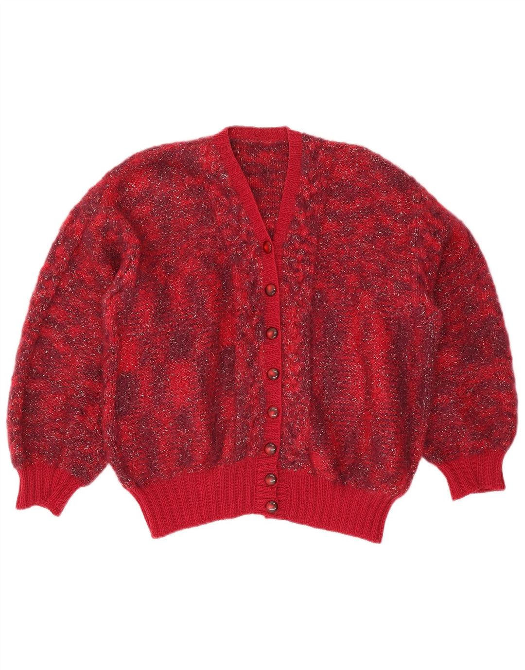 Vintage Damen Cardigan Pullover UK 16 Groß Rot