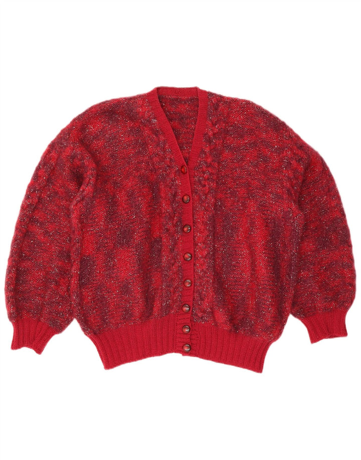 Vintage Damen Cardigan Pullover UK 16 Groß Rot