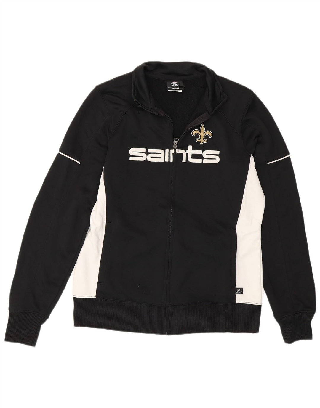 NFL Damen New Orleans Saints Trainingsanzug Top Jacke UK 14 Medium Schwarz