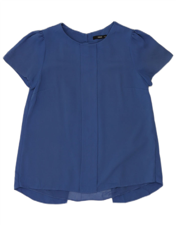 Oasis Damen-Blusenoberteil UK 10 Small Blau Polyester
