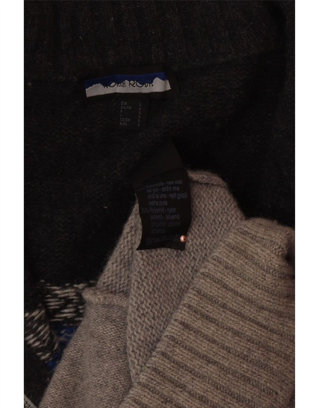 NORTH ROUTE Herren-Pullover mit Reißverschluss am Hals, Größe L, Grau, Fair Isle