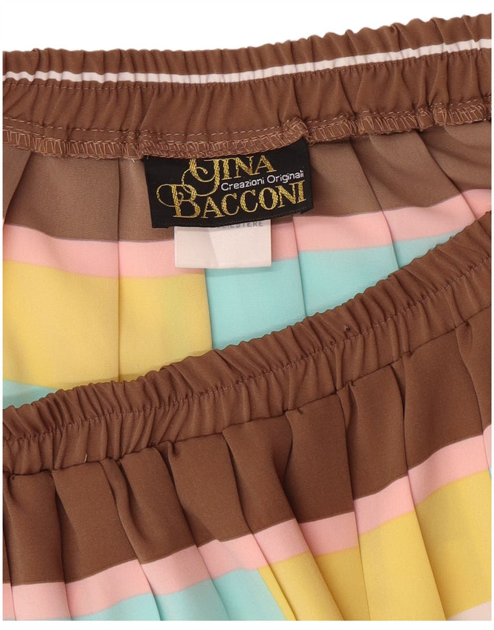 Gina Bacconi Damen Faltenrock UK 16 Large W32 Braun Geometrisch Klassisch