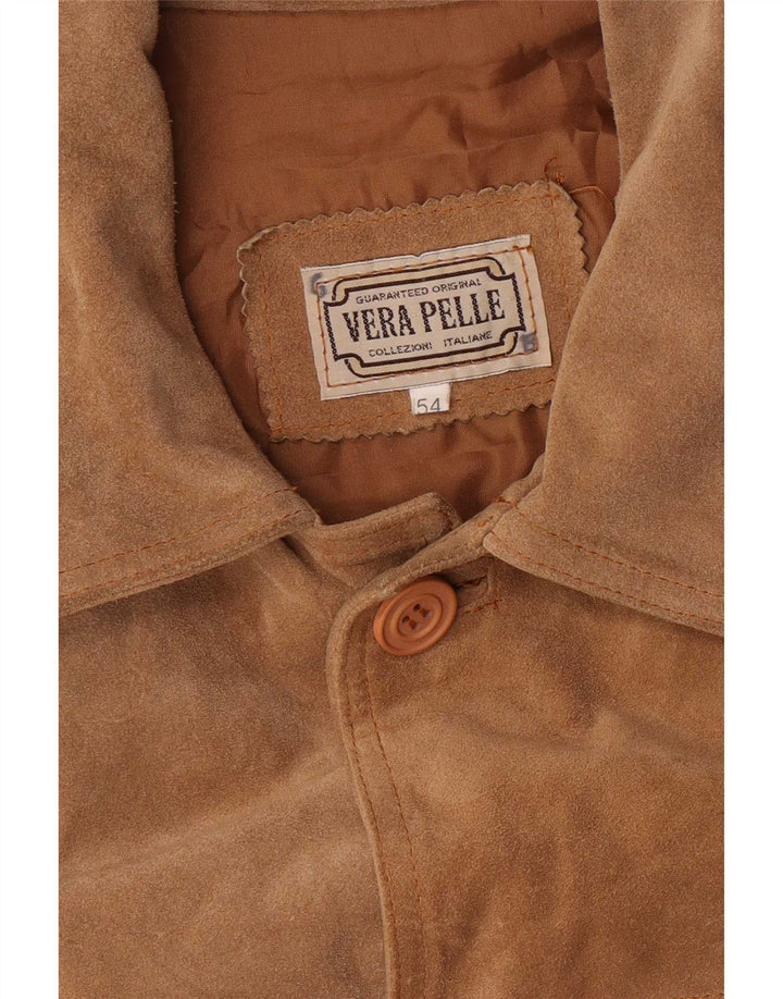 Vintage Herren Wildlederjacke IT 54 2XL Braunes Leder