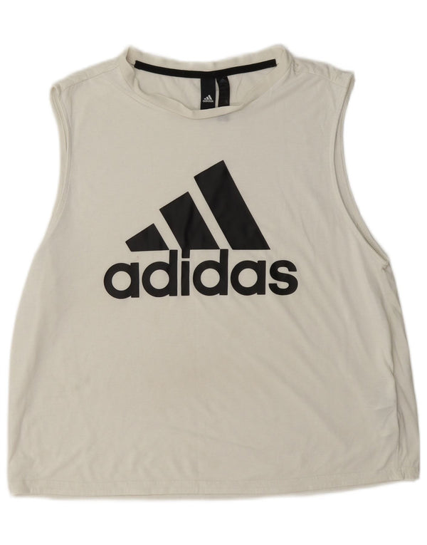 Adidas Damen Graphic Vest Top UK 16/18 Large Weiß Polyester Sport