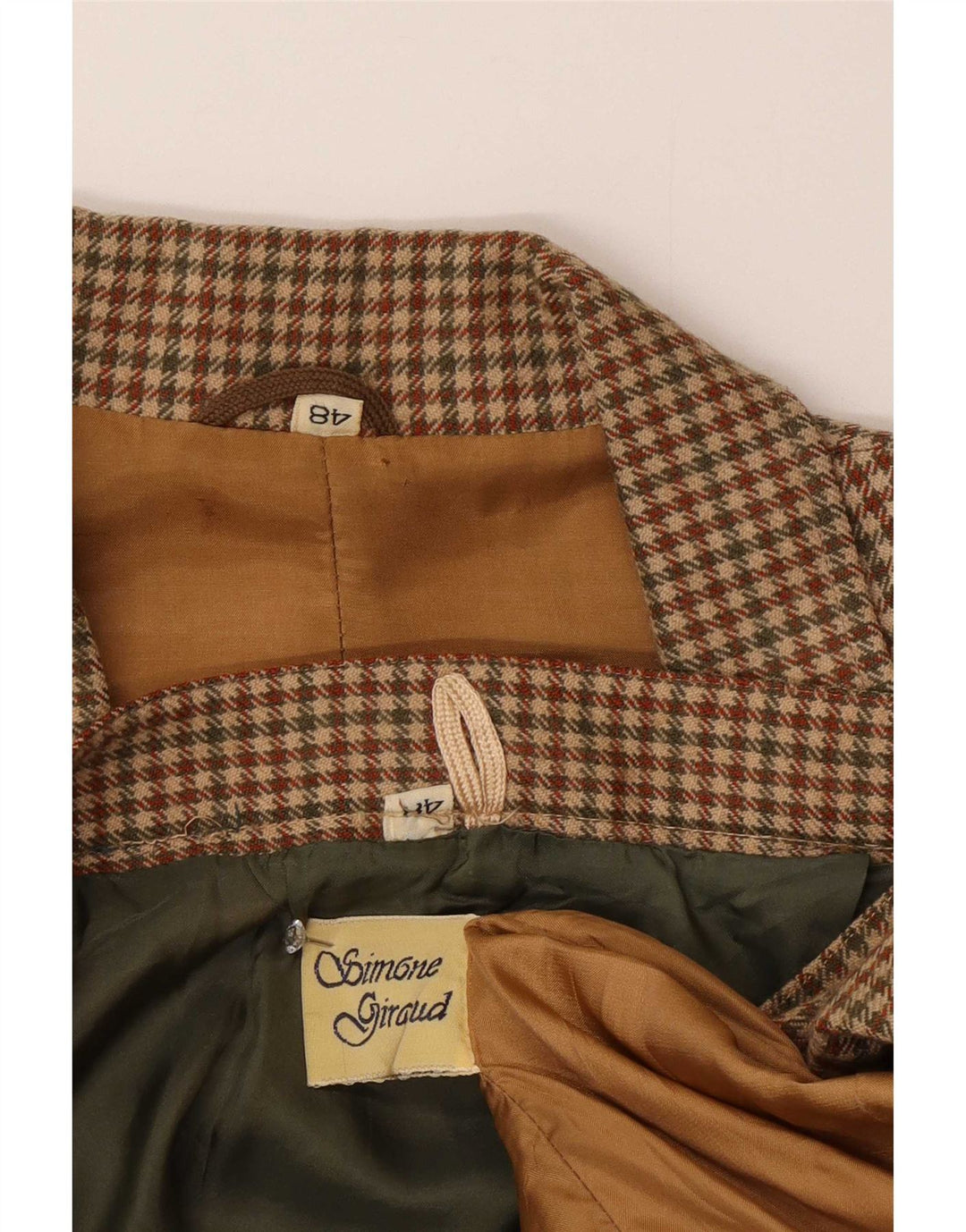Vintage Damen 2-Knopf-Rock-Set IT 48 XL Brauner Hahnentritt