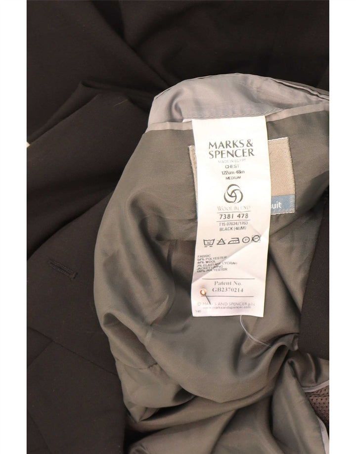 Marks & Spencer Herren-Blazer mit 3 Knöpfen, UK 48, 2XL, Schwarz, Polyester