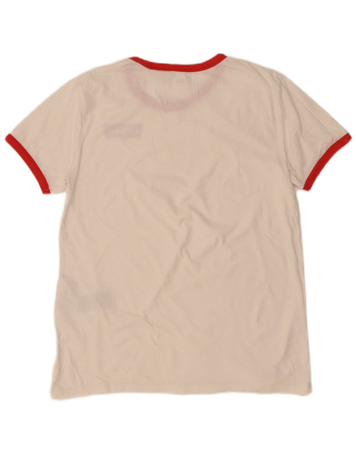 Levi's Damen-T-Shirt-Oberteil UK 14 Mittelweiße Colourblock-Baumwolle