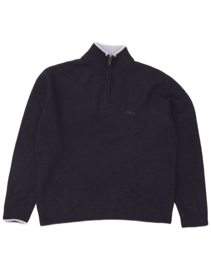 Fila Herren-Pullover mit Reißverschluss am Hals, große marineblaue Wolle