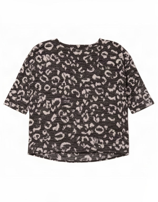 Marks & Spencer Damen-Top, 3/4-Ärmel, UK-Größe 16, Größe L, Schwarz, Tiermuster