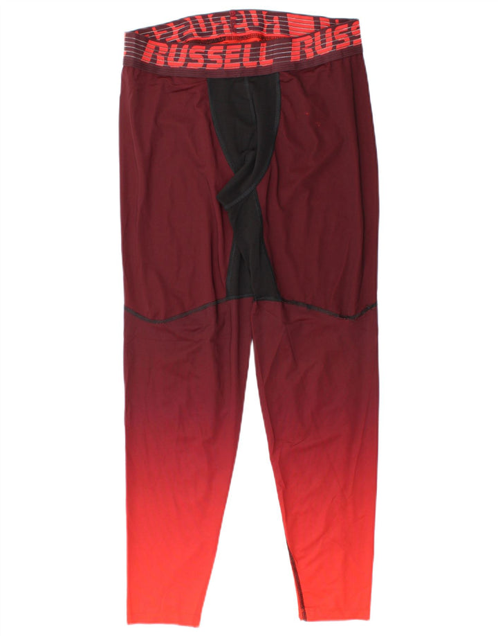 Russell Athletic Herren-Leggings, groß, Burgunderrot, Farbblock