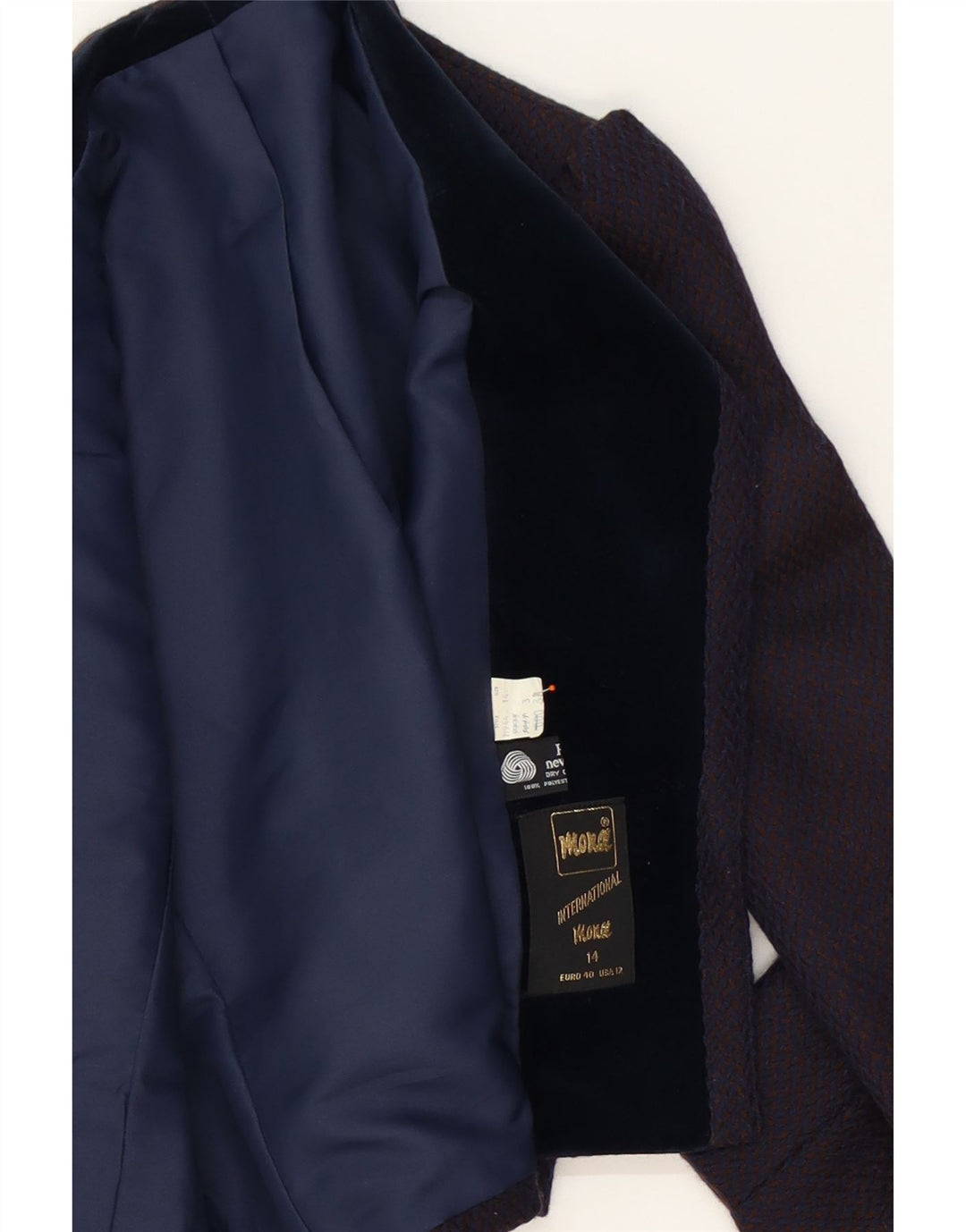 MONA Womens 1 Button Blazer Jacket UK 14 Medium Navy Blue Check Wool Vintage Mona and Second-Hand Mona from Messina Hembry 