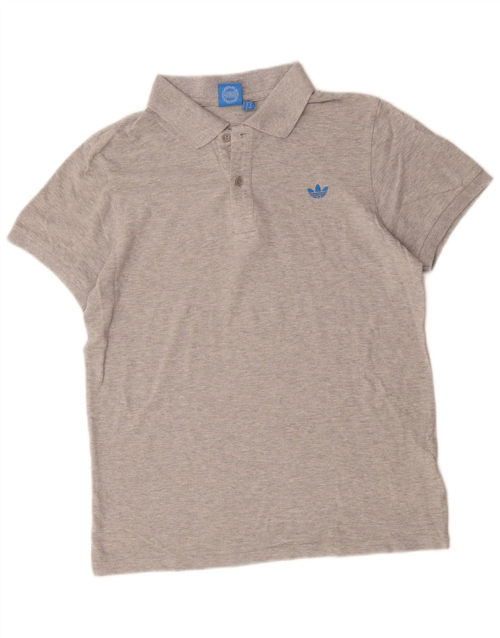 Adidas Herren-Poloshirt aus mittelgrau gefleckter Baumwolle