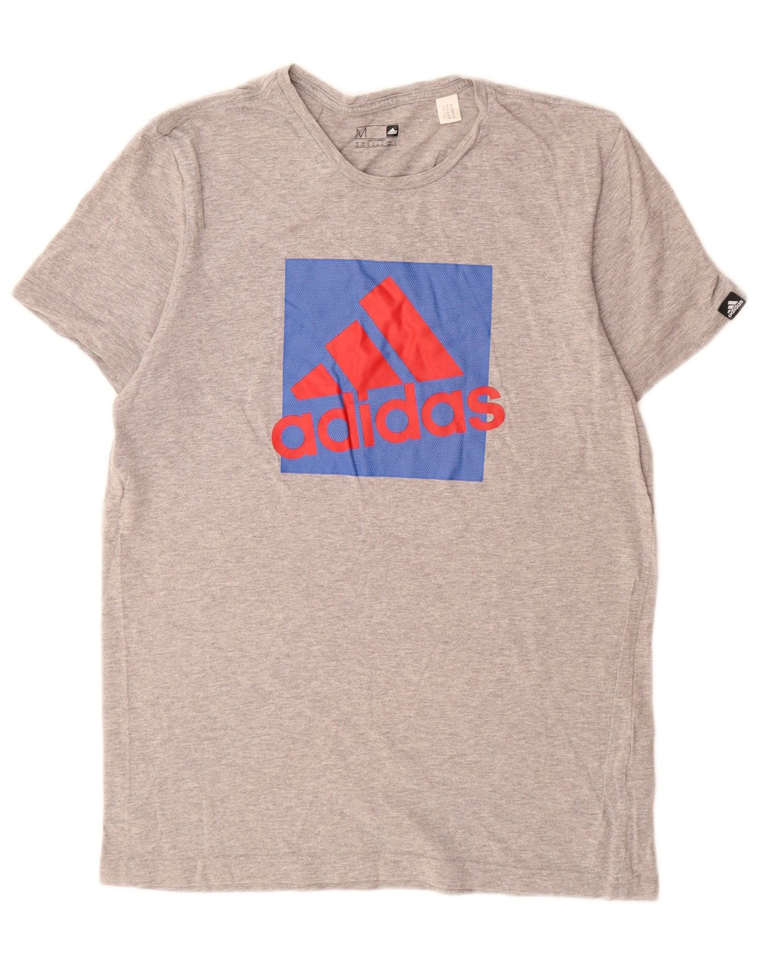 Adidas Herren Grafik-T-Shirt-Oberteil aus mittelgrau gefleckter Baumwolle