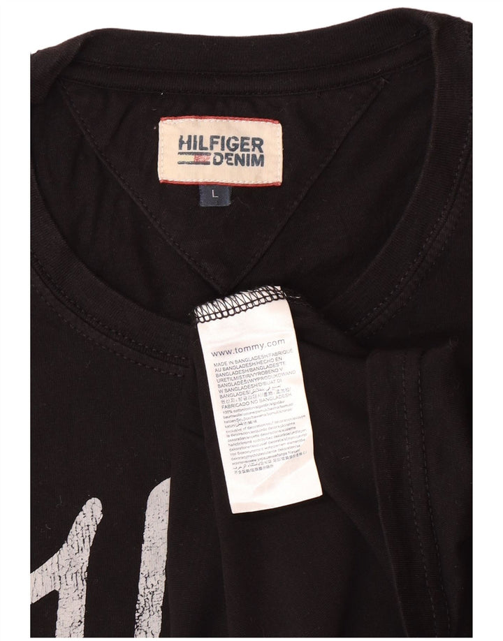 TOMMY HILFIGER Herren New York Fit Graphic T-Shirt Top Large Schwarz Baumwolle
