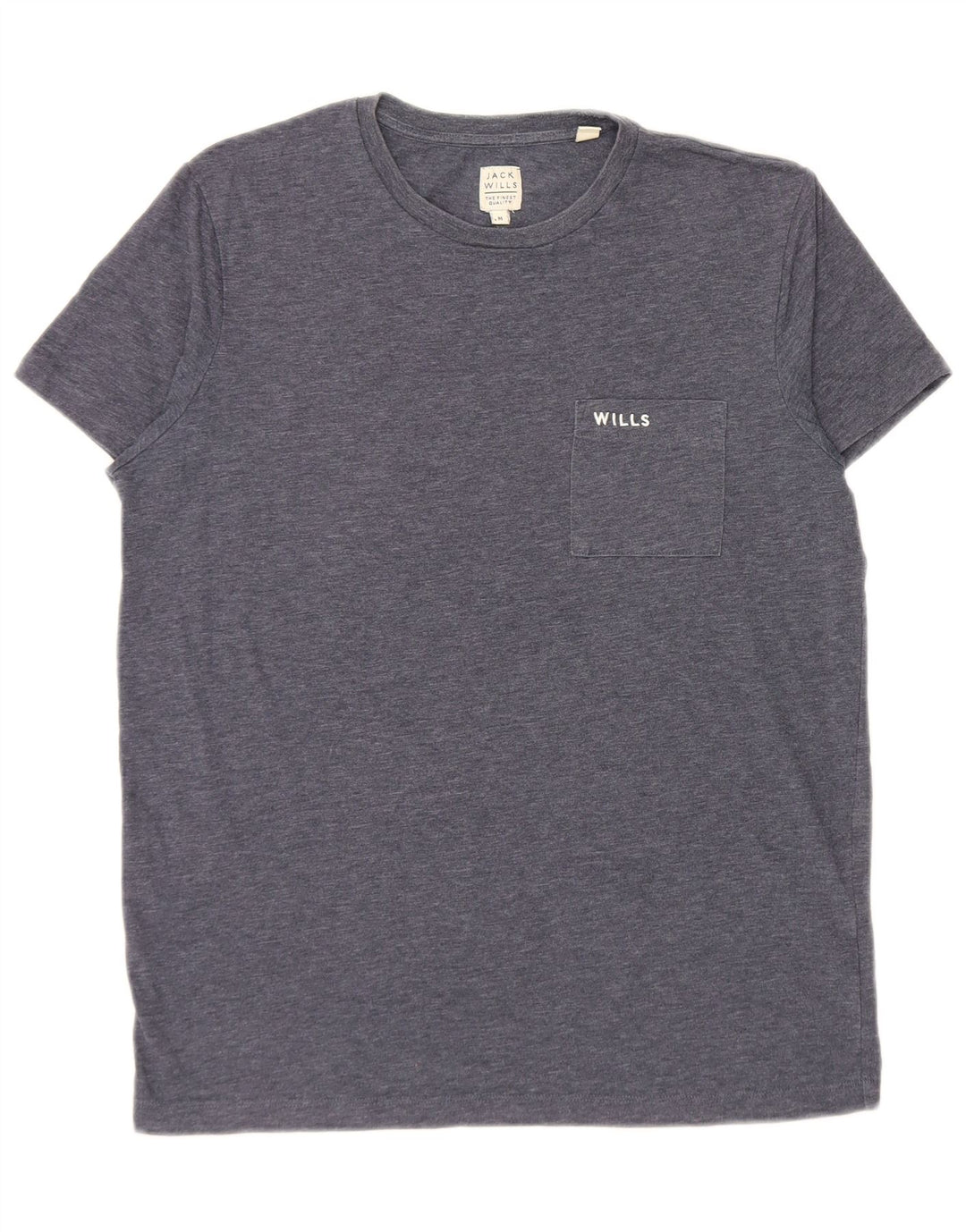 Jack Wills Herren-T-Shirt-Oberteil aus mittelblauer, melierter Baumwolle