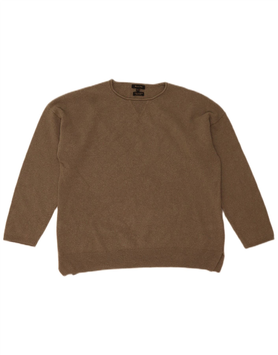 Massimo Dutti Damen-Pullover mit U-Boot-Ausschnitt, UK 14, mittelgraue Wolle