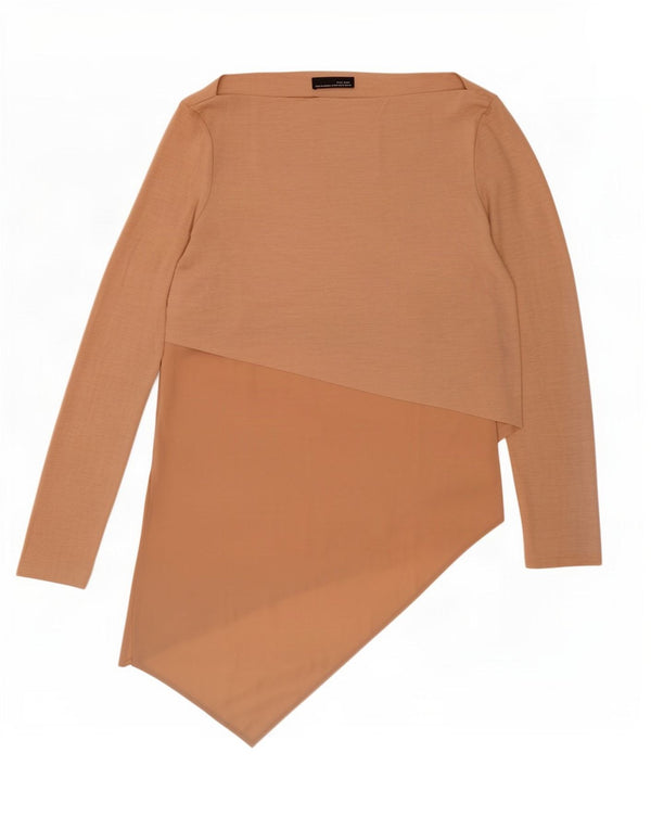 Zara Damen Asymmetrisches Tunika-Top UK 12 Mittelbeige