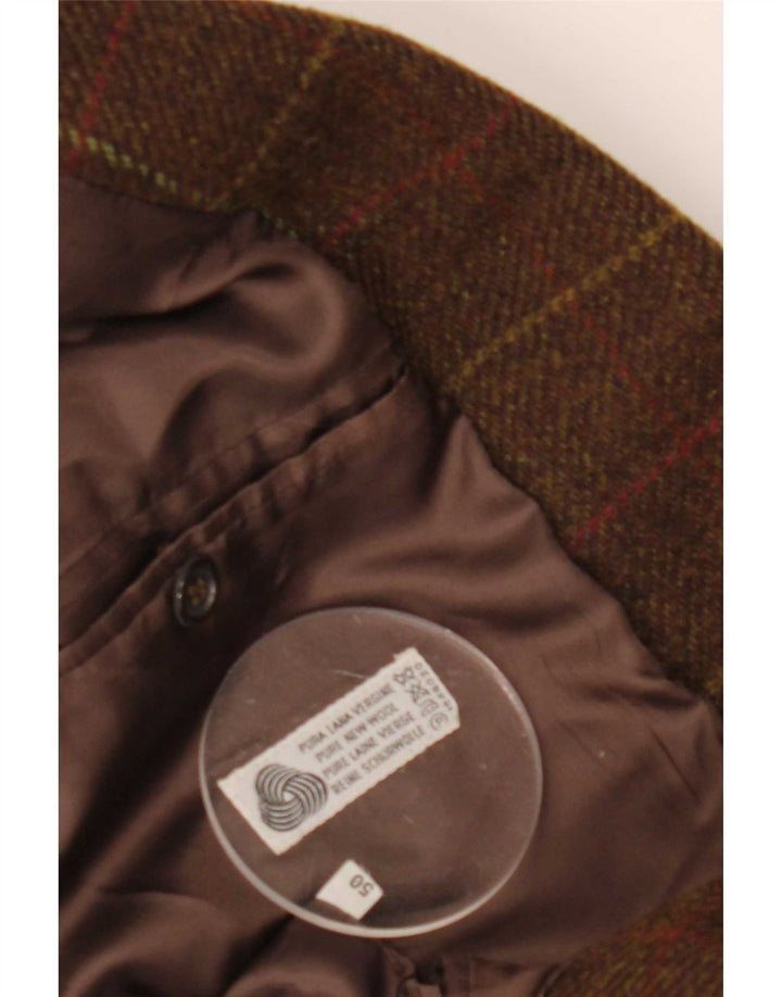 Vintage Herren-Blazer mit 2 Knöpfen, IT 50, große braune Karo-Schurwolle
