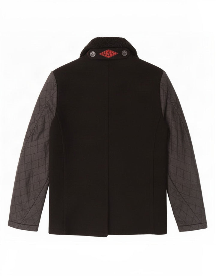 Superdry Herren Pea Coat Mittelschwarze Wolle