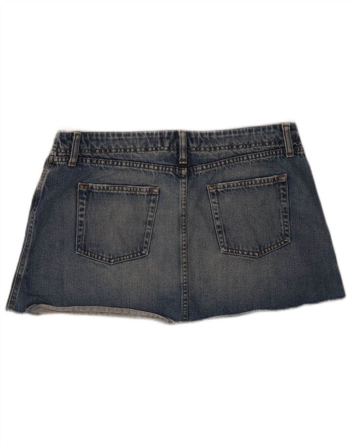 Benetton Damen Denim-Minirock IT 46 Large W32 Blaue Baumwolle