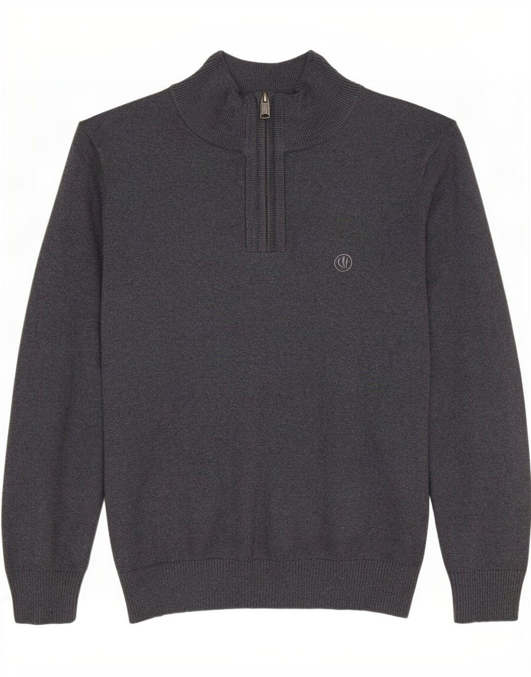 Fat Face Herren-Pullover mit Reißverschluss am Hals, XS, graue Baumwolle