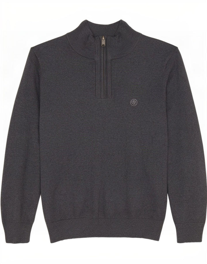 Fat Face Herren-Pullover mit Reißverschluss am Hals, XS, graue Baumwolle