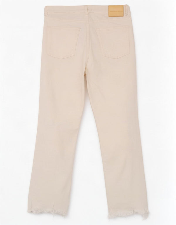 Zara Damen Distressed-Cropped-Jeans EU 42 Large W32 L24 Weiße Baumwolle