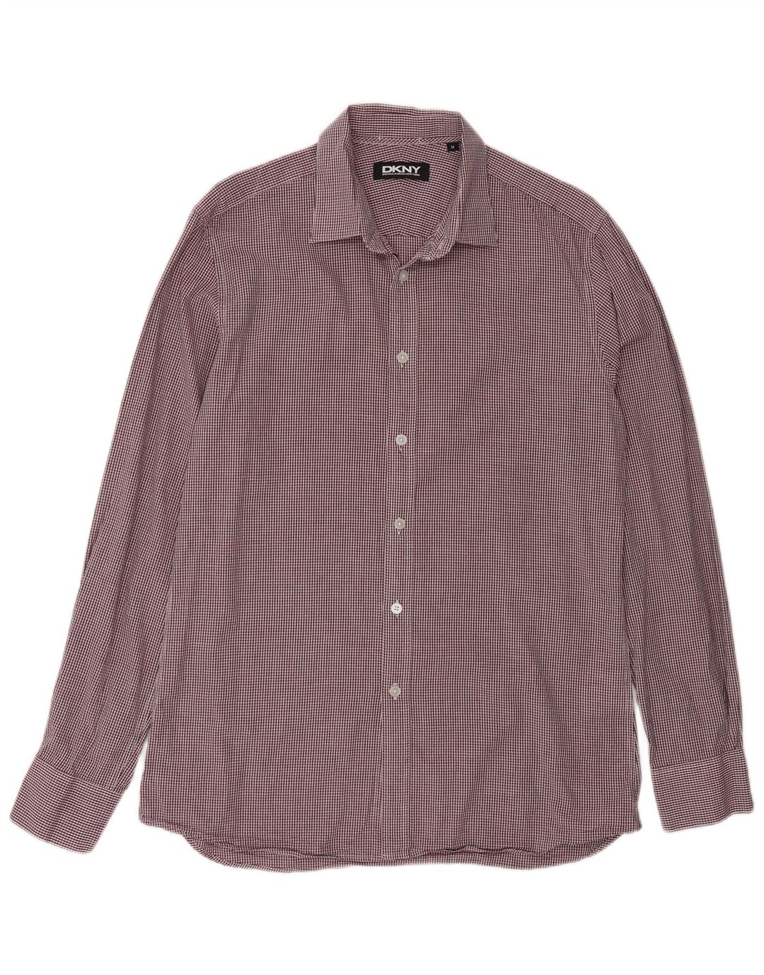 Dkny Herren-Hemd, mittelgroß, Burgunderrot, Gingham-Baumwolle