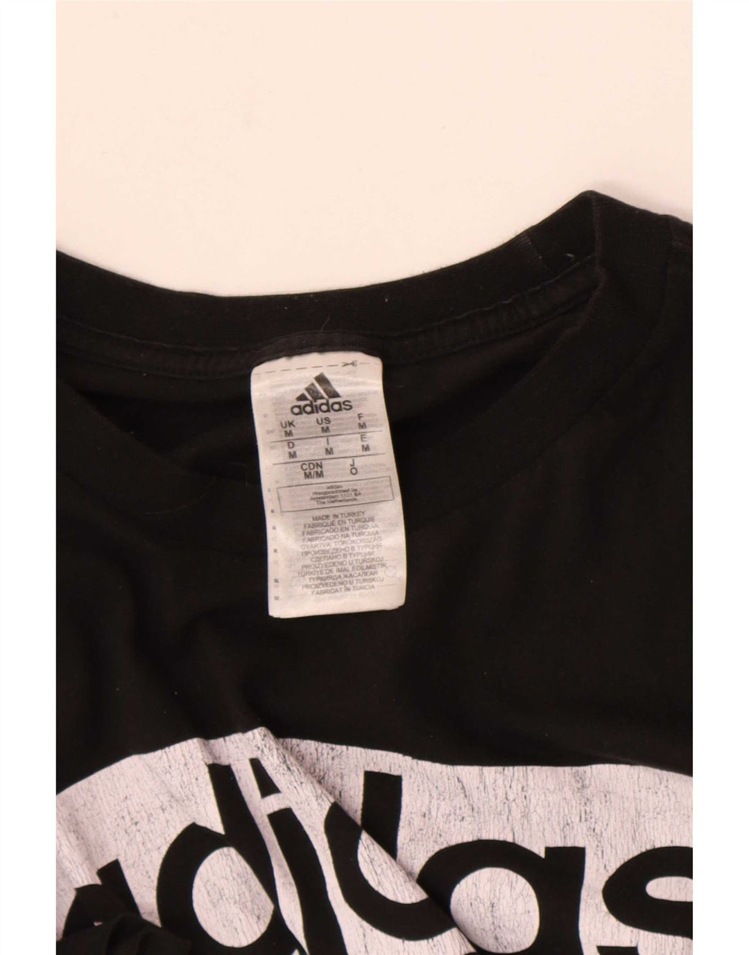 Adidas Herren T-Shirt mit drei Streifen, mittelschwarz, Baumwolle