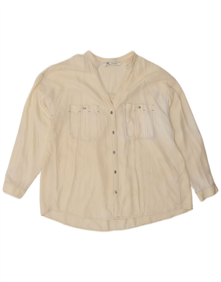 ZARA Womens Shirt UK 14 Medium Off White