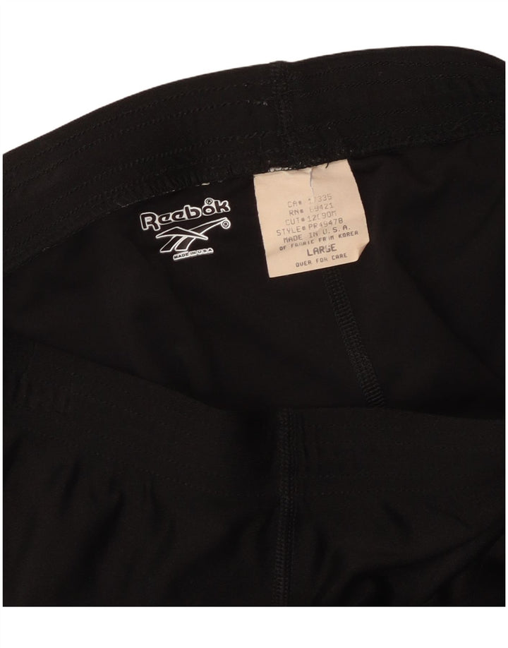 Reebok Damen Leggings UK 14 Large Schwarz Nylon